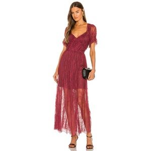 Free People Bordeaux Dear Jane Lace Midi Dress